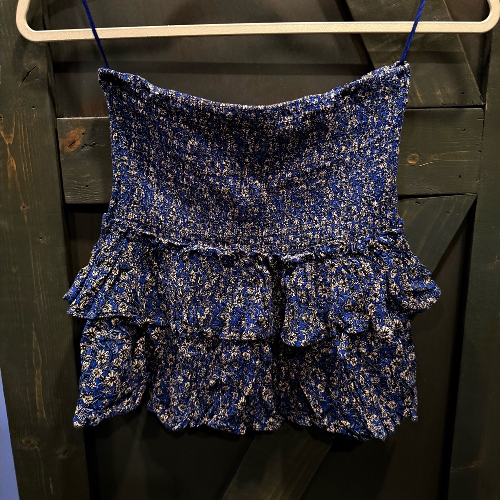 We’re All Pretty Girls Blue Floral Ruffle Women's Tube Tank Top Skirt